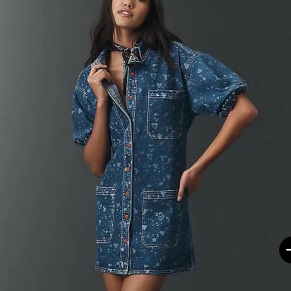 Anthropologie Pilcro Denim Buttondown Shift Dress Size SP - Picture 2 of 12